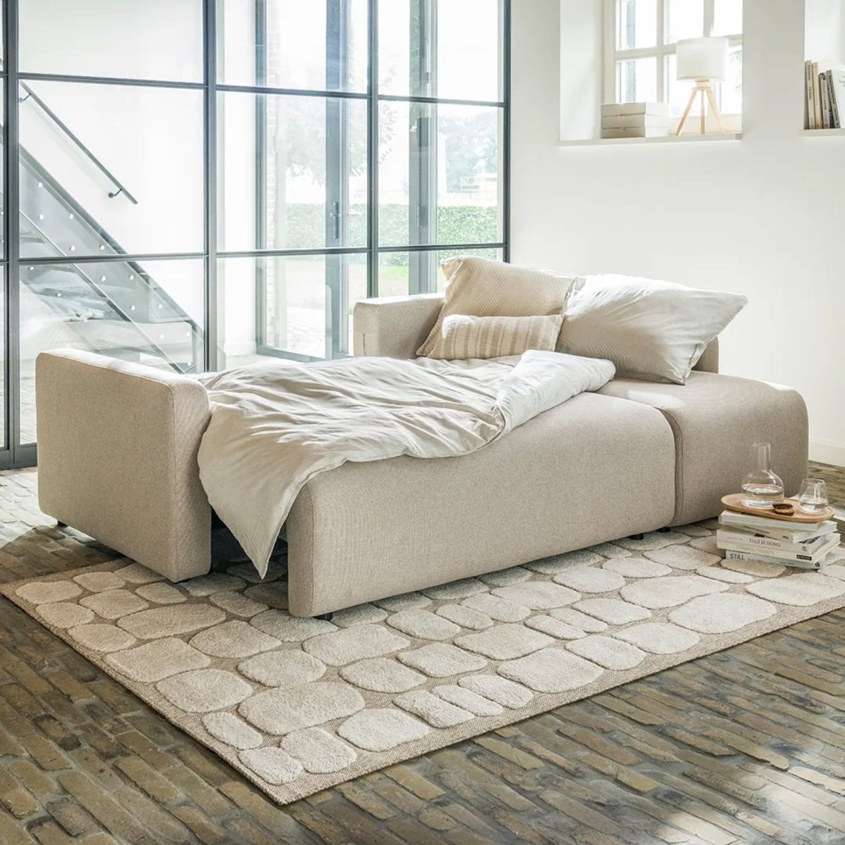 Mörgenn Slaapbank Hygge - Compacte hoekbank met opbergruimte - 3 - zits Antraciet - Mörgenn