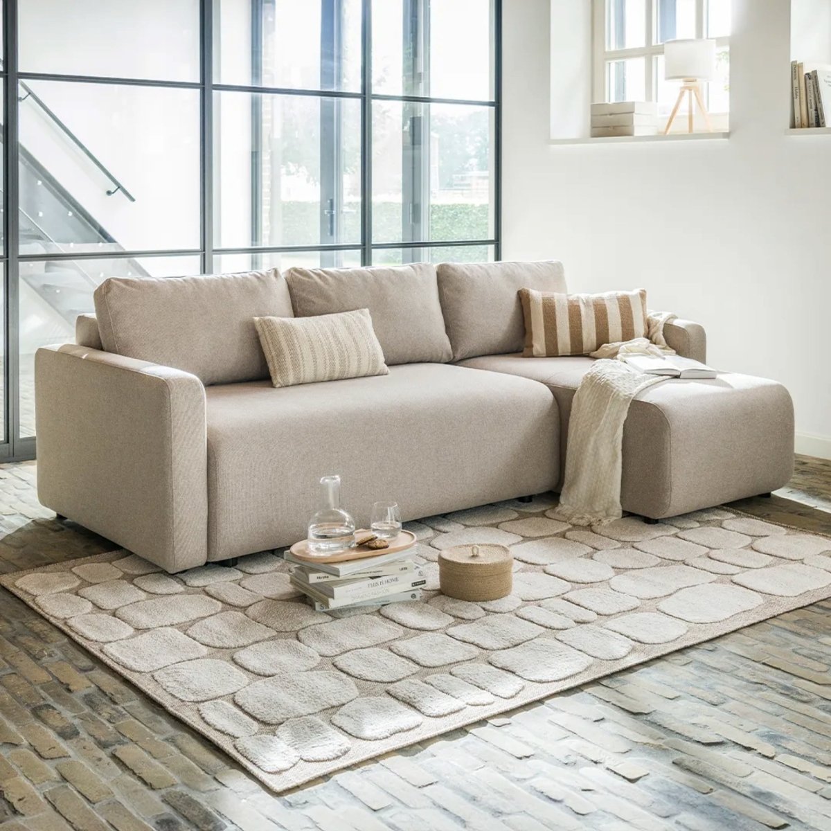 Mörgenn Slaapbank Hygge - Compacte hoekbank met opbergruimte - 3 - zits Antraciet - Mörgenn