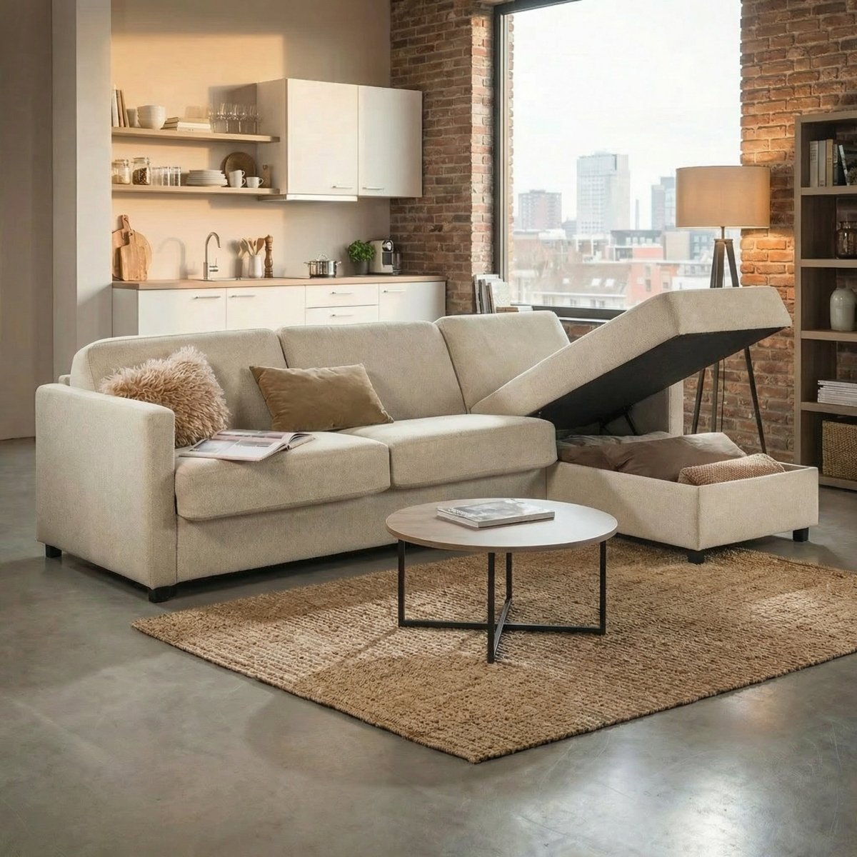 Mörgenn Slaapbank Luxury Mover Hoekbank 3 zits - Met Chaise Longue en opbergruimte - Mörgenn