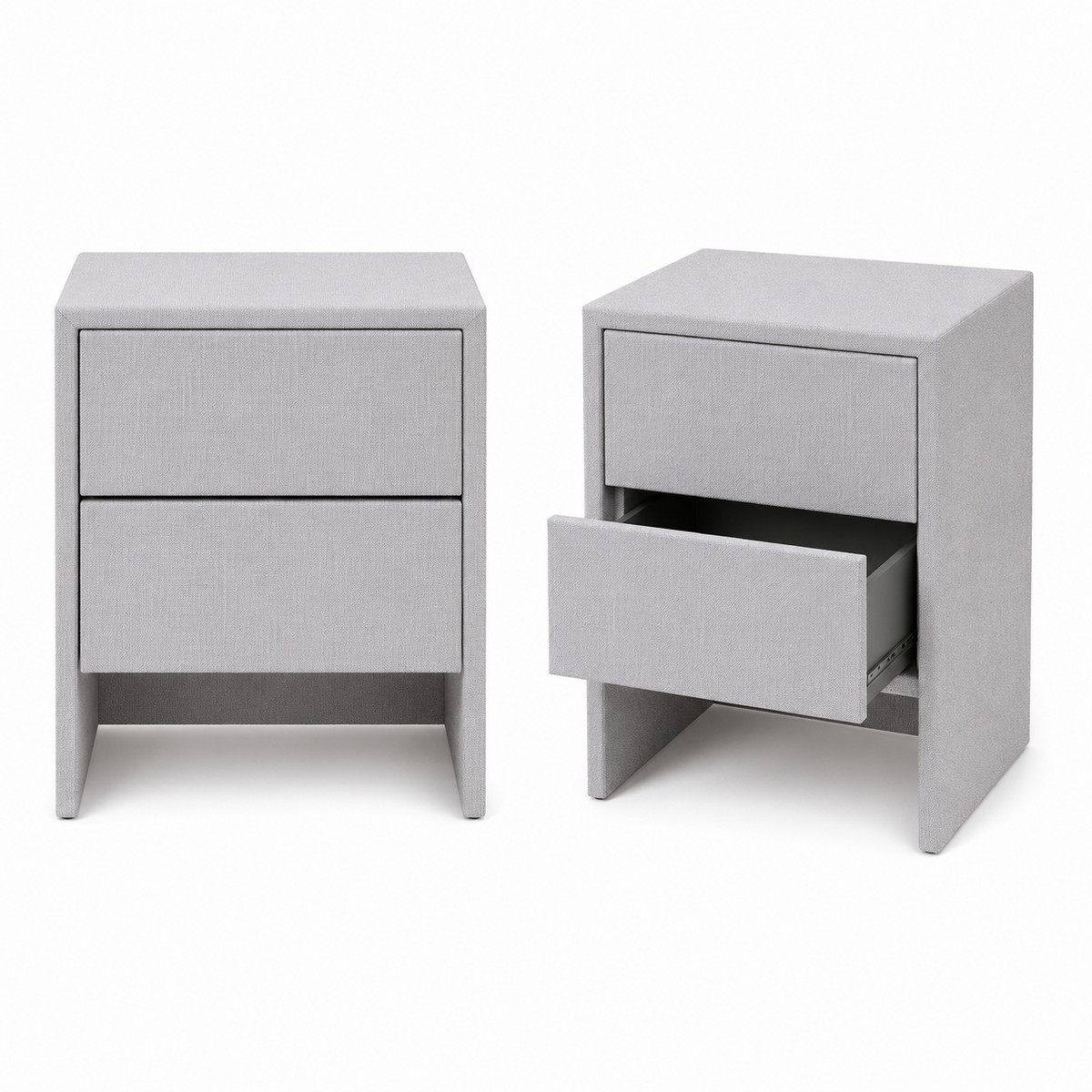 Mörgenn Nachtkastje Demi 40x40x60 in Silver met twee push-to-open lades en open onderkant